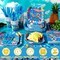 350 Pcs Beach Plates and Napkins Set – Pool Party Supplies for 50 Guests, Summer Disposable Paper Dinnerware Kit with Plates, Cups, Napkins, Cutlery (Forks, Knives, Spoons) for Swim Birthday, Luau